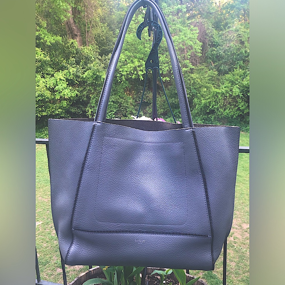 Botkier New York Soho Tote, Magnetic Clasp , Zipper Detail,Gray Leather - Picture 1 of 14
